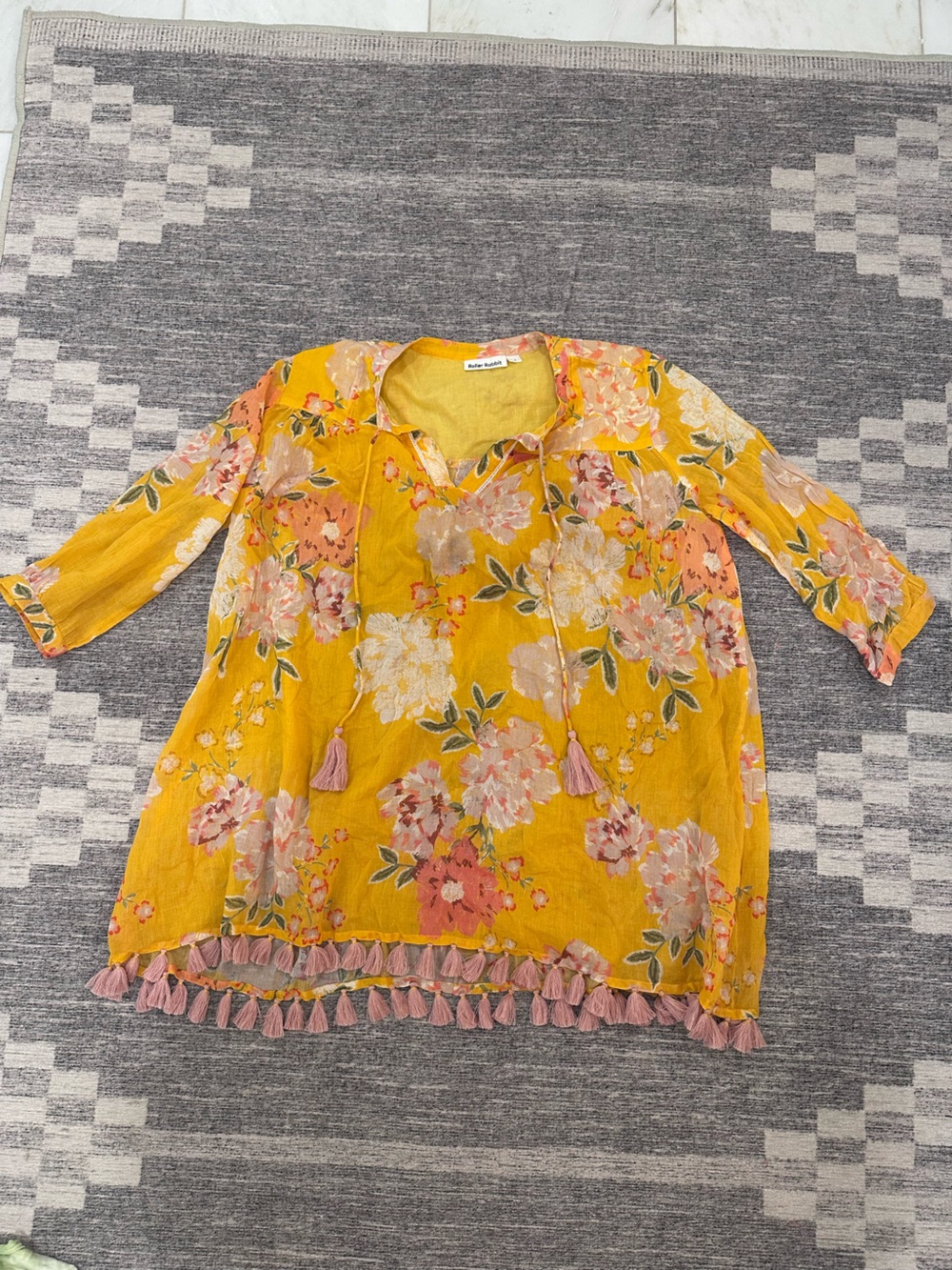 Roller Rabbit Yellow Floral Trim Blouse